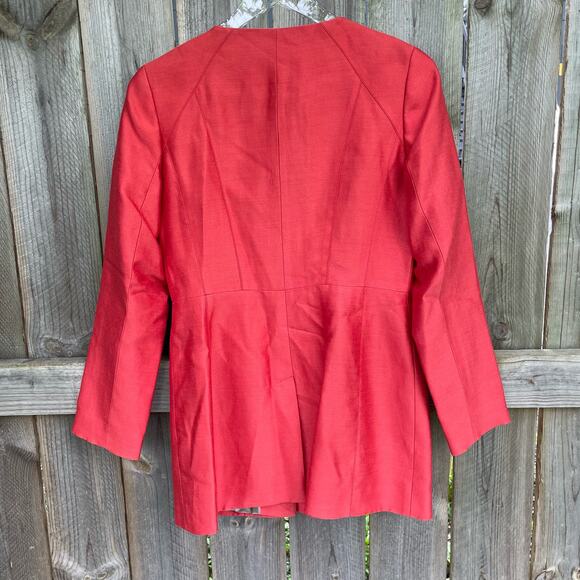 Banana Republic Full Zip Jacket Silk Tunic Long Suit Coral Small Petite NWT - Picture 2 of 11